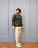 UNISEX OLIVE GREEN PRINTED SWEATSHIRT